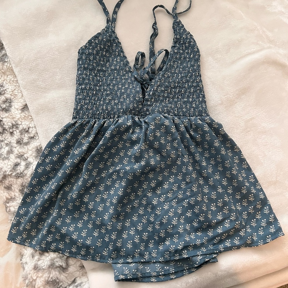 Blue Floral Romper